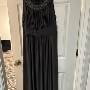 Haani Black Sleeveless Maxi Dress with Beaded Scoop Neck